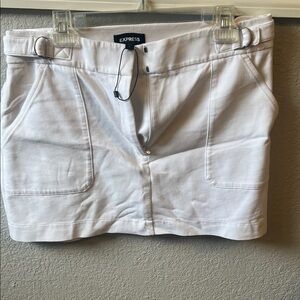 Express Ivory Mini Skirt with Pockets